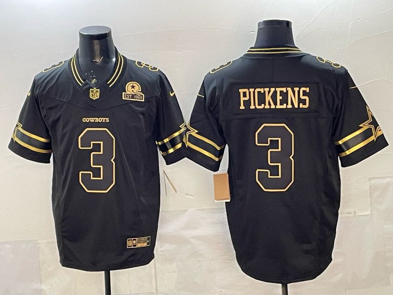 Men 2026 Dallas Cowboys #3 Pickens Black gold 6th generation Nike Limited NFL Jersey style 09->dallas cowboys->NFL Jersey